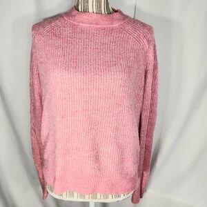 H&M Basic Pink Fuzzy Ribbed Long Sleeve Sweater Size Medium